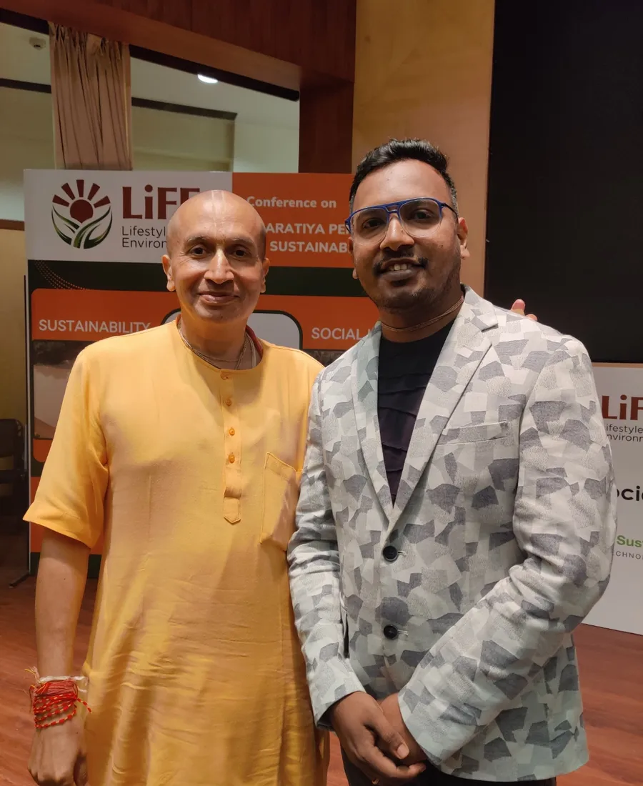 With the Director of Govardhan Eco Village